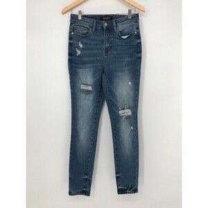 Judy Blue Jeans Womens 5/27 Blue Stretch Skinny Fit Distressed Mid Rise 5 Pocket